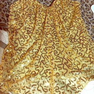 Sequins golden summer blouse with back in leather